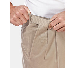 Haggar Premium No Iron Khaki Classic Fit Pleat Hidden Expandable Waist Pants Sand thumbnail 4