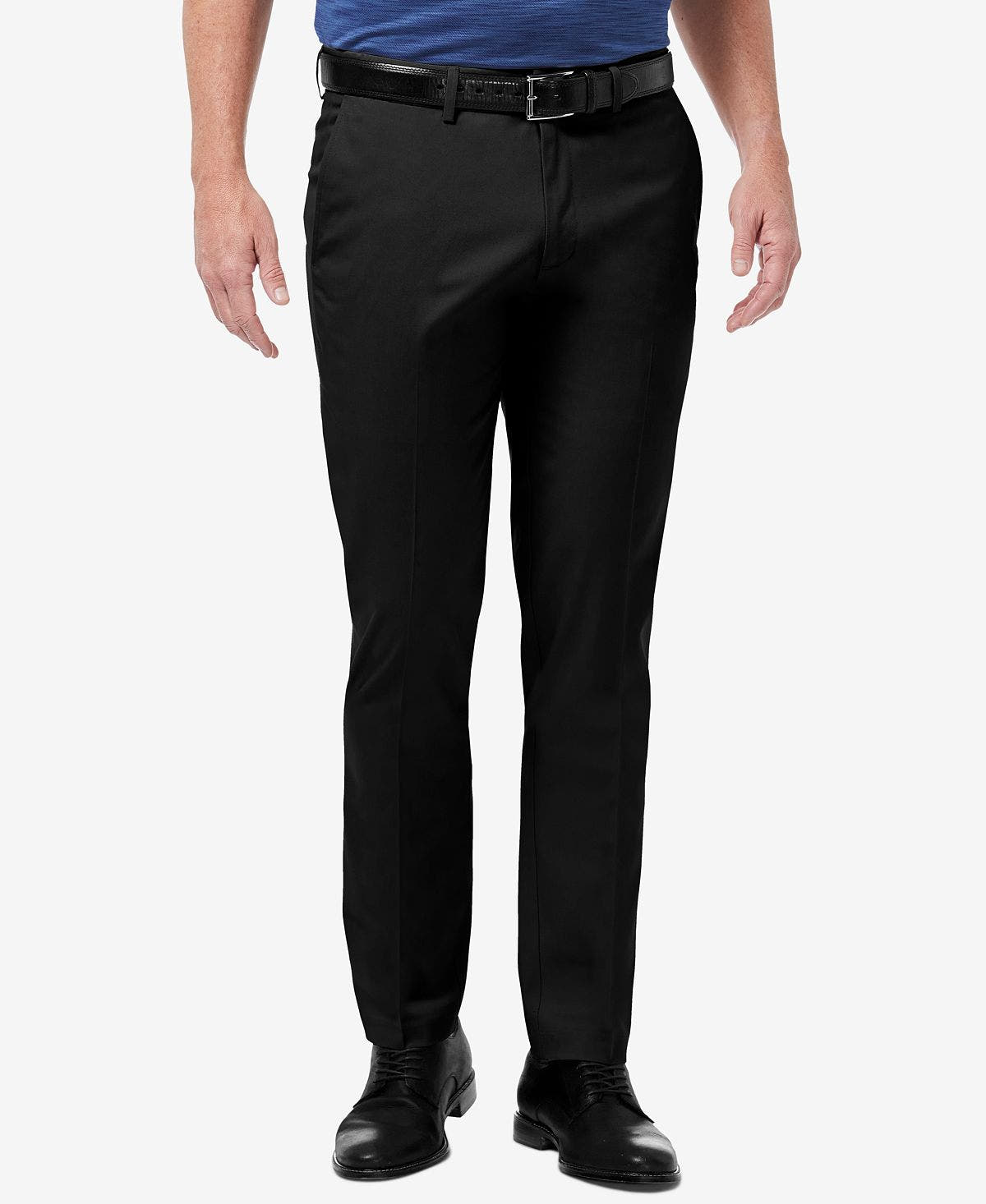 Haggar Premium No Iron Khaki Slim-fit Flat Front Pants Black