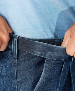 Haggar Stretch Denim Classic-fit Pleated Pants Med Stonewash thumbnail 4