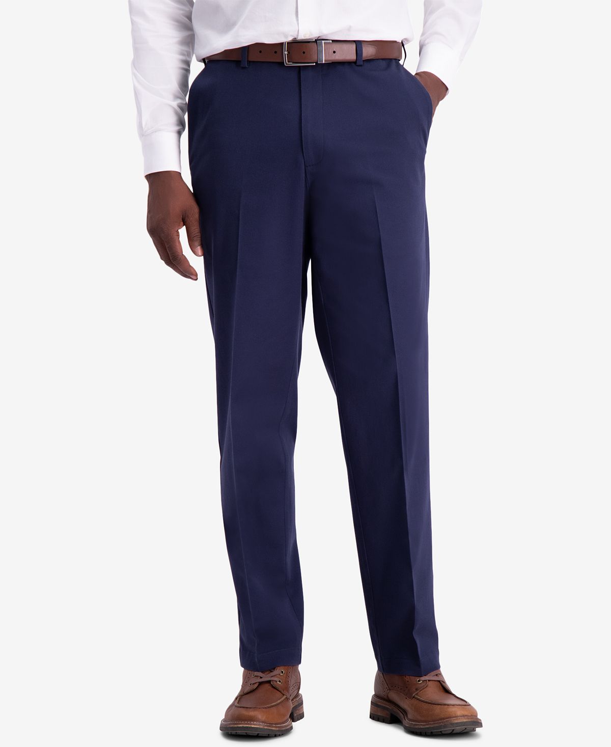 Haggar W2w Pro Classic-fit Performance Stretch Non-iron Flat-front Casual Pants Navy