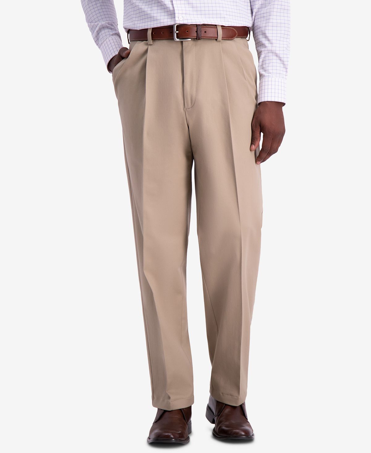 Haggar W2w Pro Relaxed-fit Performance Stretch Non-iron Pleated Casual Pants Khaki