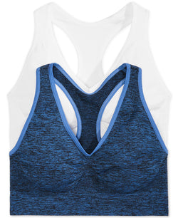 Hanes 2-pk. Ultimate Comfy Support Wireless Bras Dhhut1 White and Heather Blue thumbnail 1