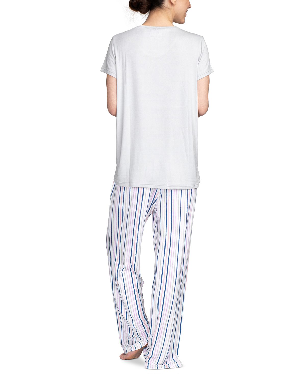 Hanes Wo 2pc Pajama Set Gray/stripe