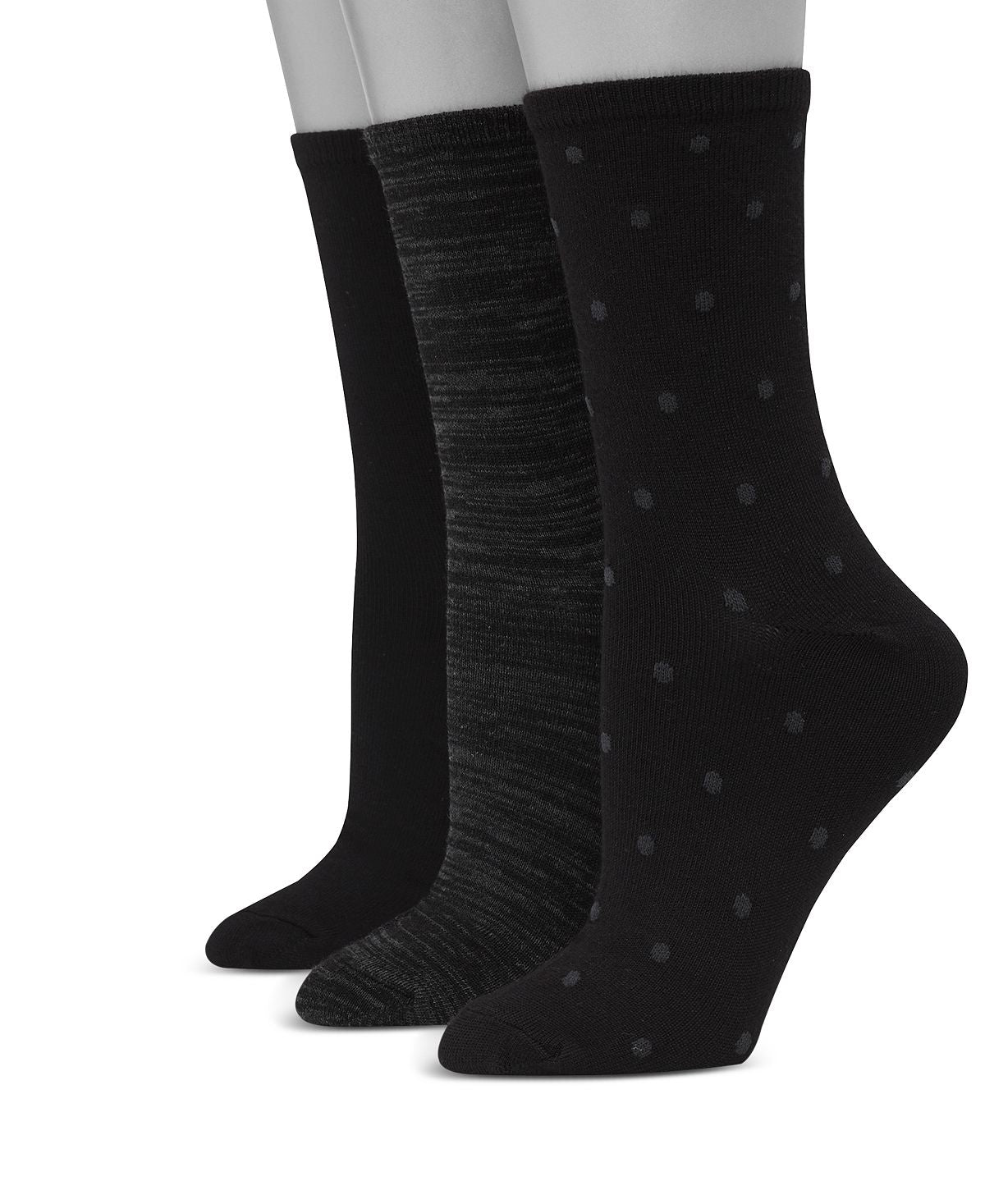 Hanes Wo Ultimate Comfortsoft 3pk Crew Socks Blk Assorted Prints