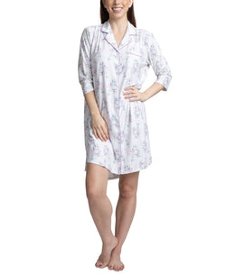 Hanes  printed Notch Collar Sleepshirt Nightgown Painted Floral thumbnail 1
