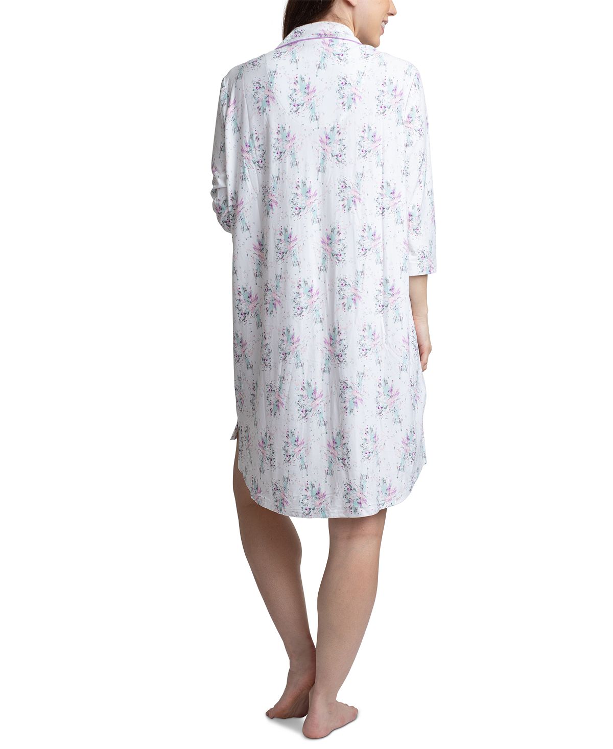 Hanes  printed Notch Collar Sleepshirt Nightgown Painted Floral