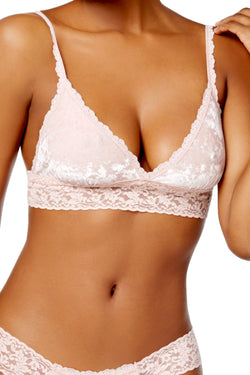 Hanky Panky Baby-Pink Panne Velvet Crossover Lace-Trim Bralette thumbnail 2