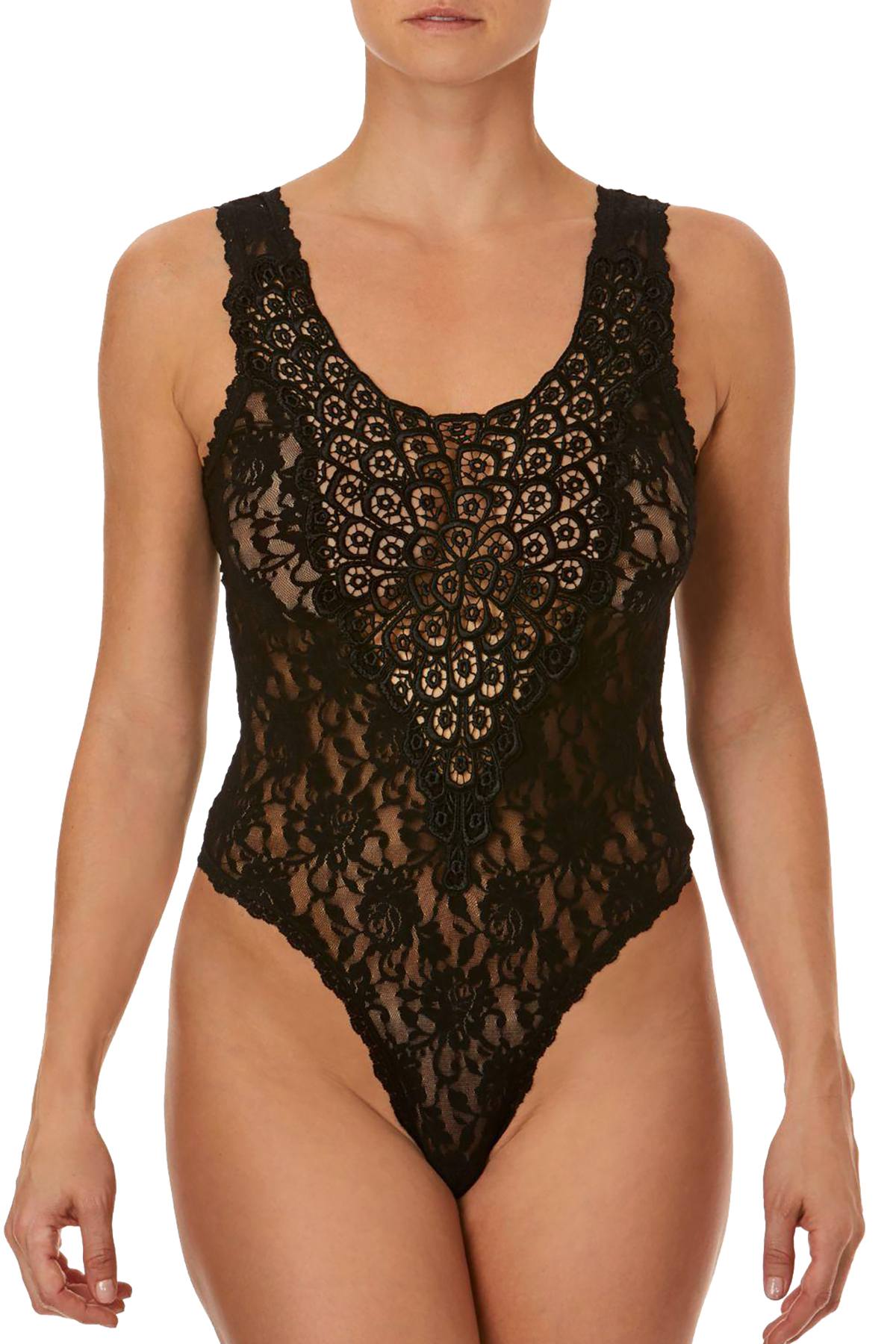Hanky Panky Black Venise Lace Thong Bodysuit