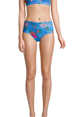 Hanky Panky Blue/Multi Floral Janis Retro Sheer-Lace Thong thumbnail 3