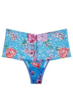 Hanky Panky Blue/Multi Floral Janis Retro Sheer-Lace Thong thumbnail 2