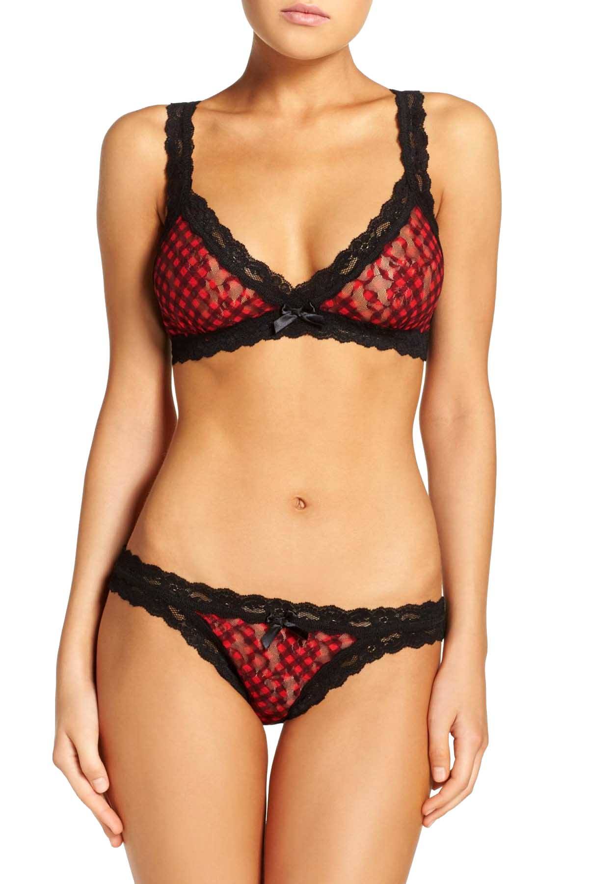 Hanky Panky Holiday Checkered Crossover Lace Bralette
