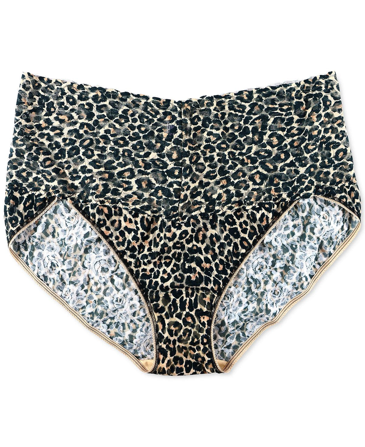 Hanky Panky Wo Plus Leopard-print Lace V-kini 2x2124x Brown/black
