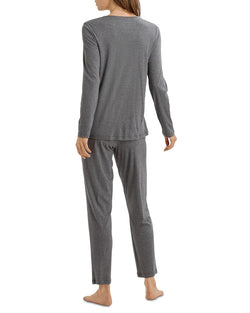 Hanro Jade Long Sleeve Pajama Set Stone Melange thumbnail 2