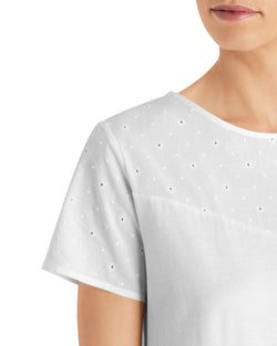 Hanro Kiah Cotton Embroidered Eyelet Nightgown White thumbnail 4
