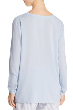 Hanro of Switzerland Clean-Blue Woven Viscose Long Sleeve Top thumbnail 2