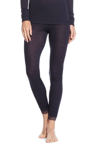 Hanro of Switzerland Ocean-Blue Woolen Lace Legging