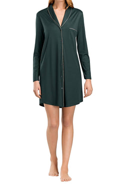 Hanro of Switzerland Pine Florentine Long-Sleeve Nightshirt thumbnail 1