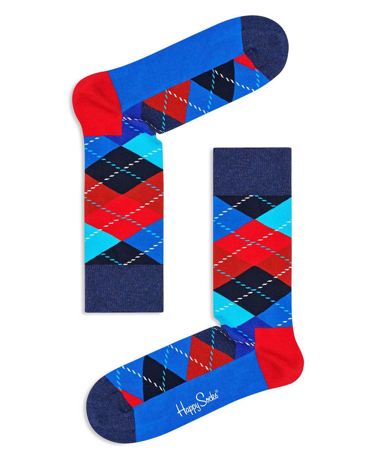 Happy Socks ARGYLE 6500 – Klassische Crew-Socken Aus Bio-Baumwolle, Gemustert Mit Punkten & Karos, Verstärkt An Ferse Und Zehen