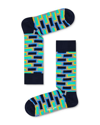 Happy Socks Brick Cube Crew Socks Blue/Green