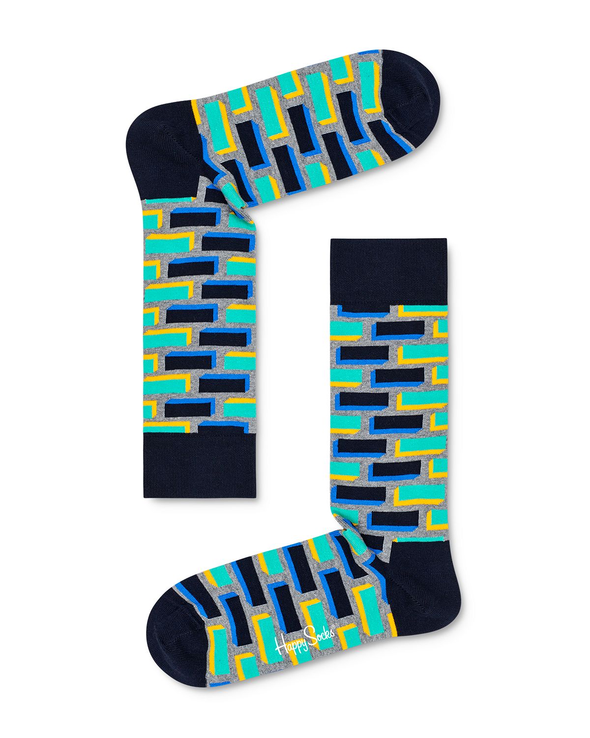 Happy Socks Brick Cube Crew Socks Blue/Green