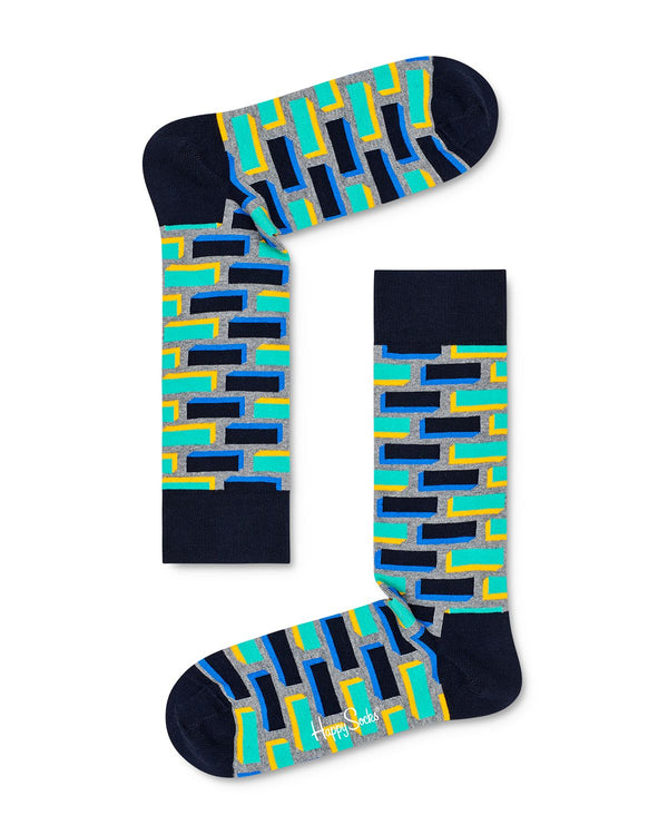 Happy Socks Brick Cube Crew Socks Blue/Green
