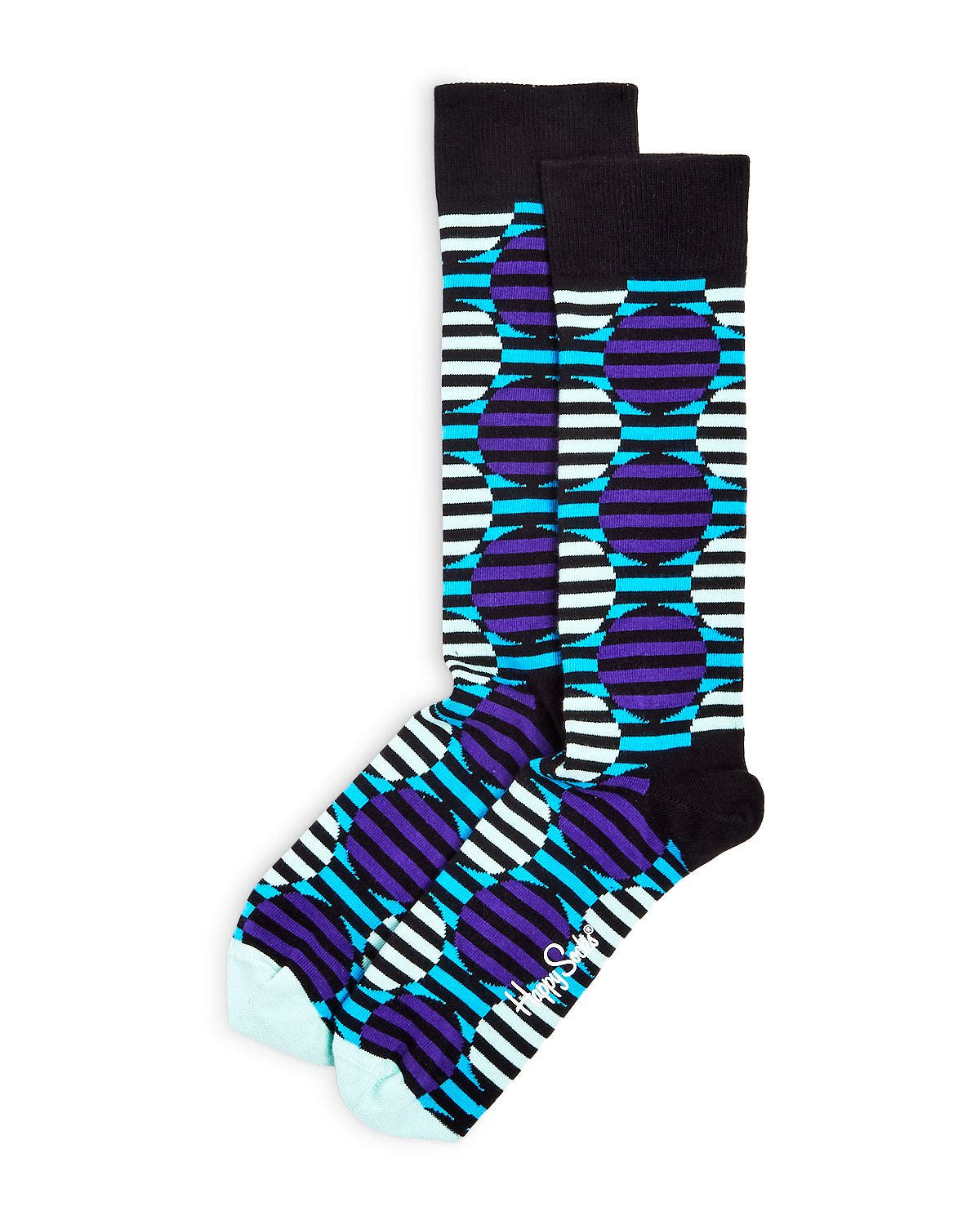 Happy Socks Color-blocked Optic Dot Crew Socks Blue/Green/Purple