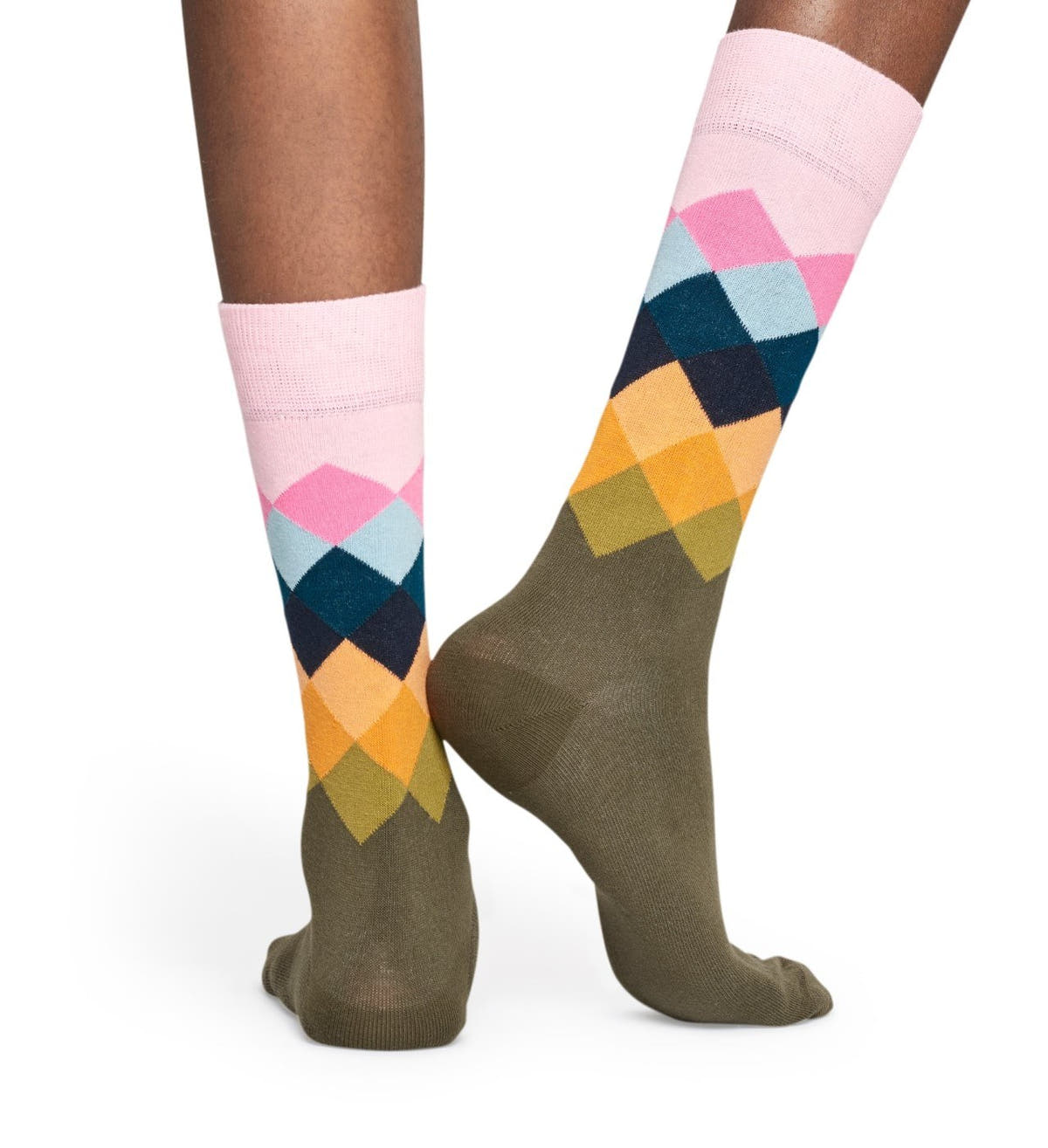 Happy Socks Faded Diamond Socks Green