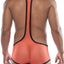 Hard Core Orange/Black XXX Mesh Plunge Singlet