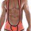 Hard Core Orange/Black XXX Mesh Plunge Singlet