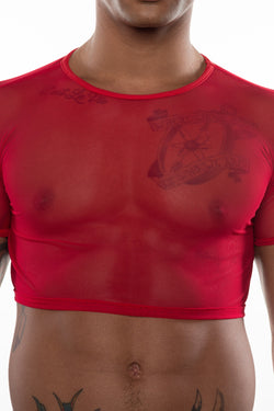 Hard Core Red XOXO Shimmel Crop Top thumbnail 3