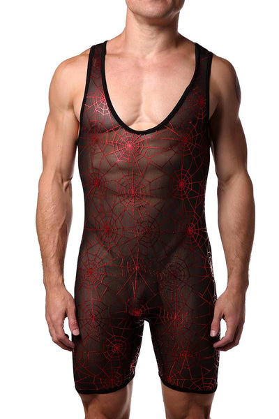 HardCore by GoSoftwear Black/Red Metallic Cobweb Singlet