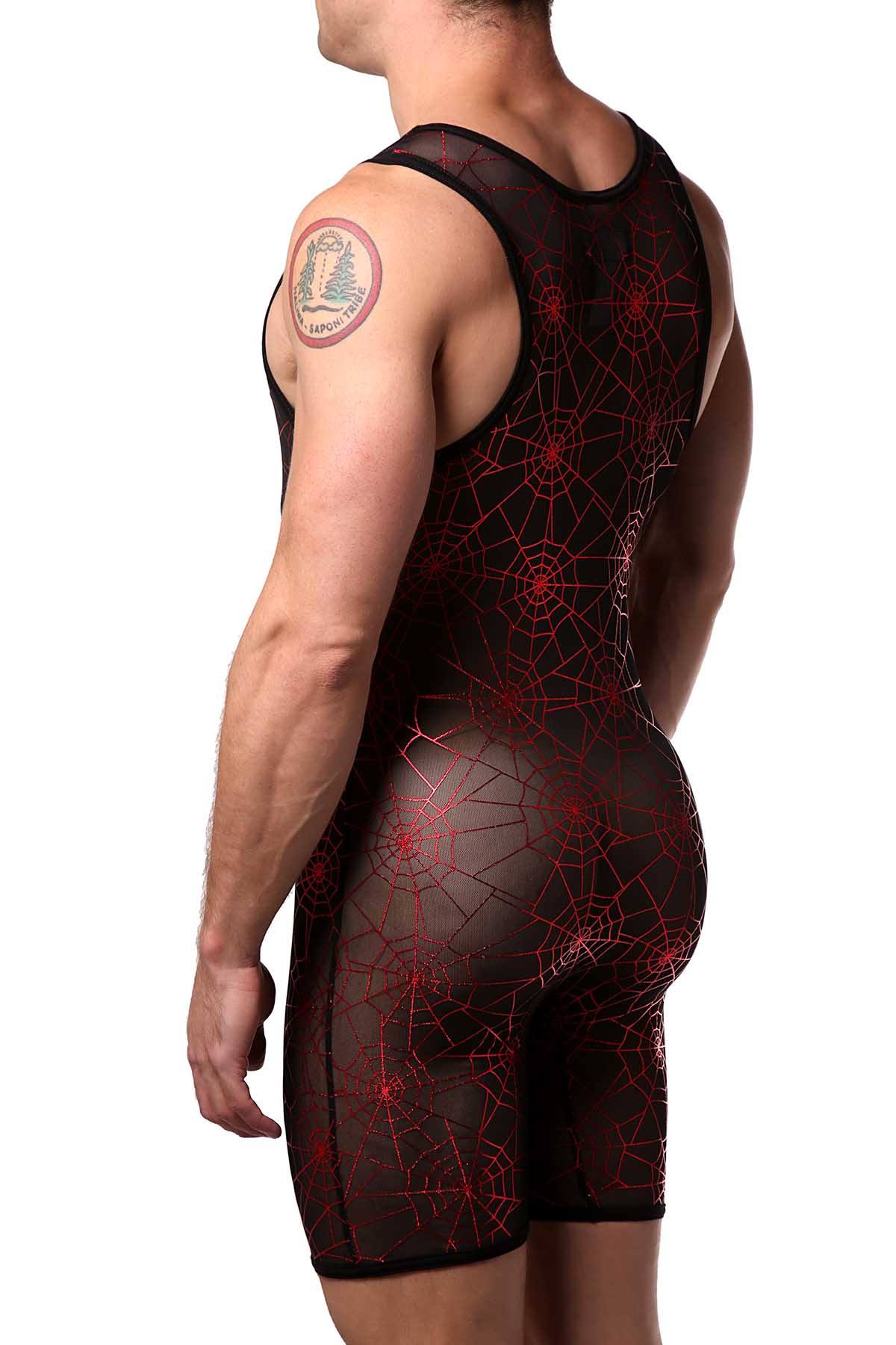 HardCore by GoSoftwear Black/Red Metallic Cobweb Singlet