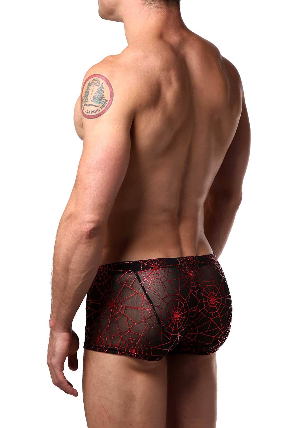 HardCore by GoSoftwear Black/Red Metallic Cobweb Square-Cut Trunk