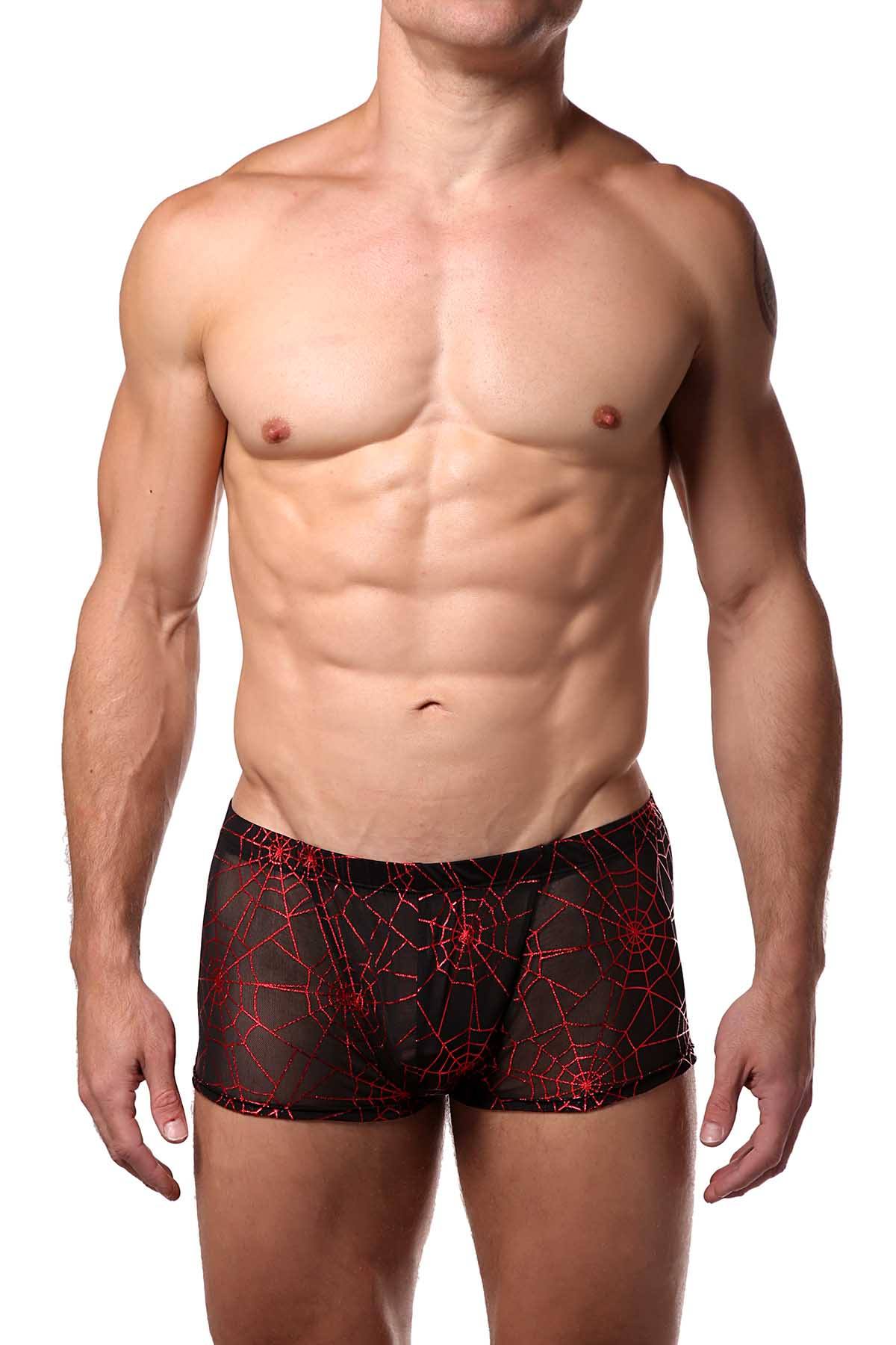 HardCore by GoSoftwear Black/Red Metallic Cobweb Square-Cut Trunk