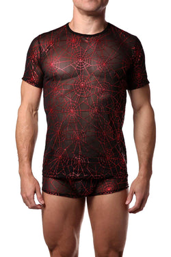 HardCore by GoSoftwear Black/Red Metallic Cobweb Tee thumbnail 1