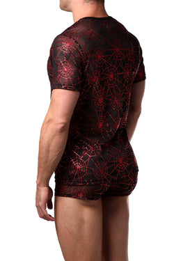 HardCore by GoSoftwear Black/Red Metallic Cobweb Tee thumbnail 2