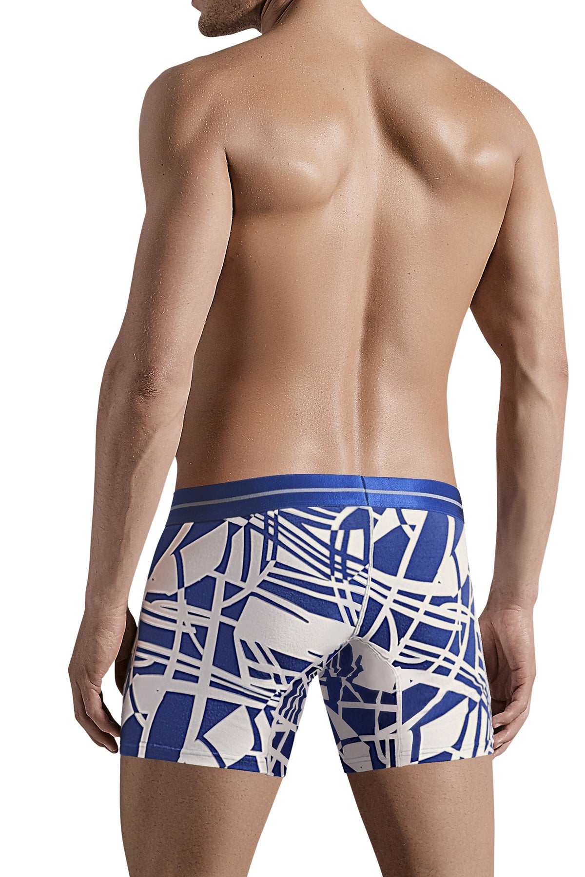 Hawai Blue Abstract Psychedelic Print Boxer Brief