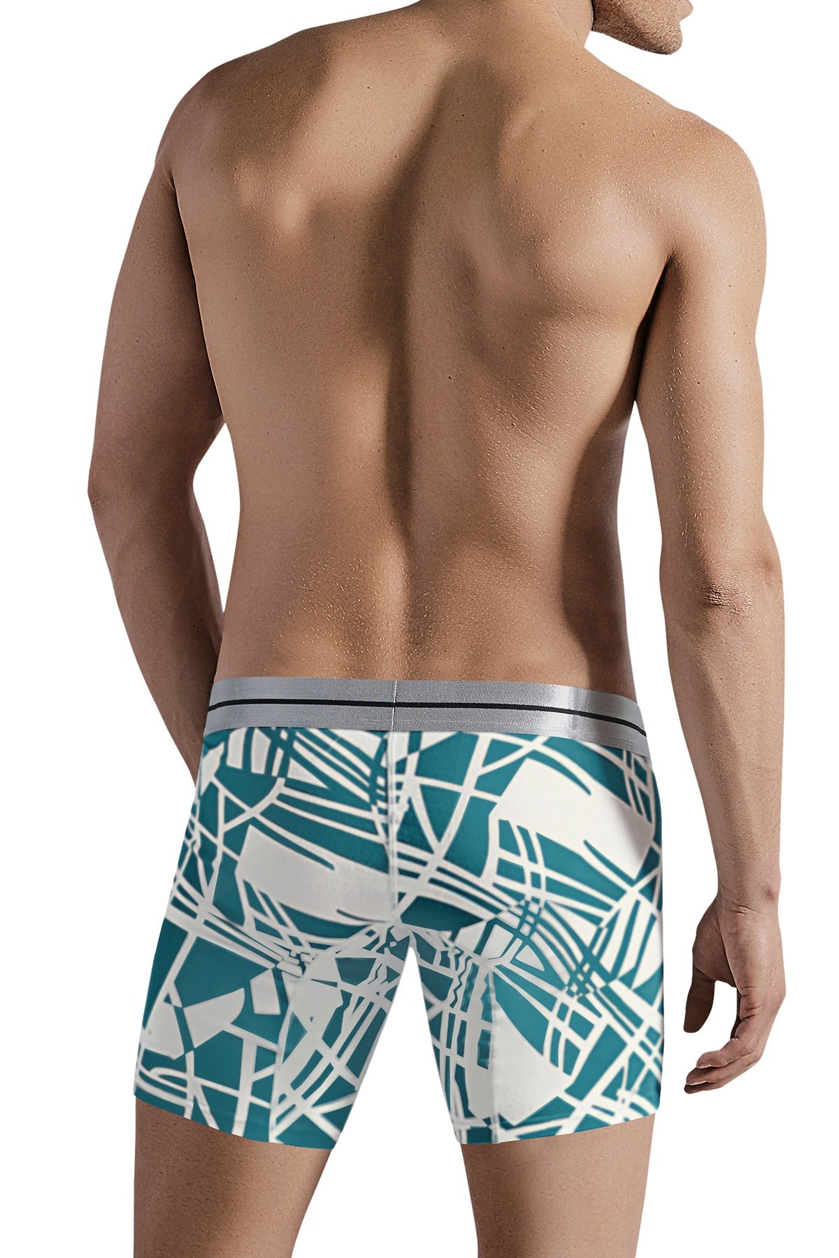 Hawai Green Abstract Psychedelic Print Boxer Brief