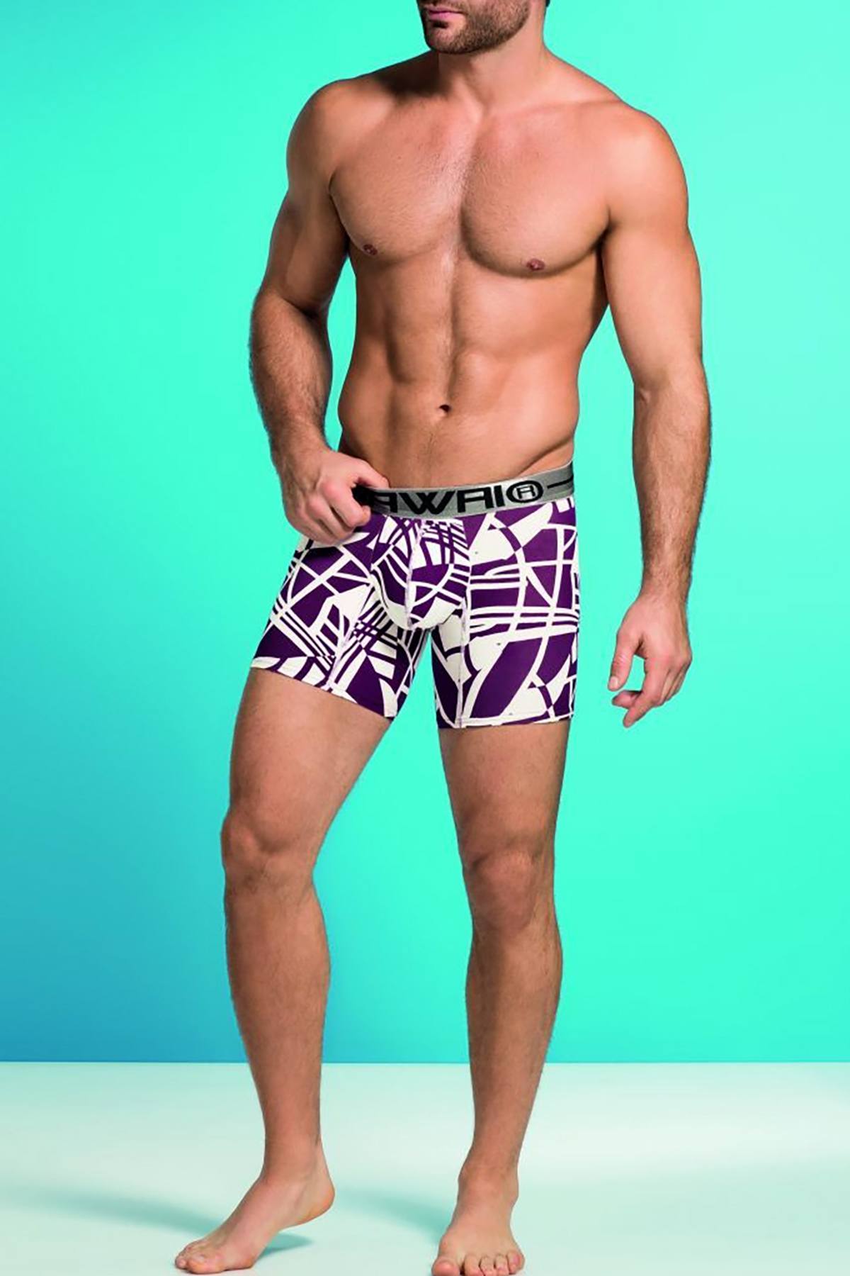 Hawai Red Abstract Psychedelic Print Boxer Brief