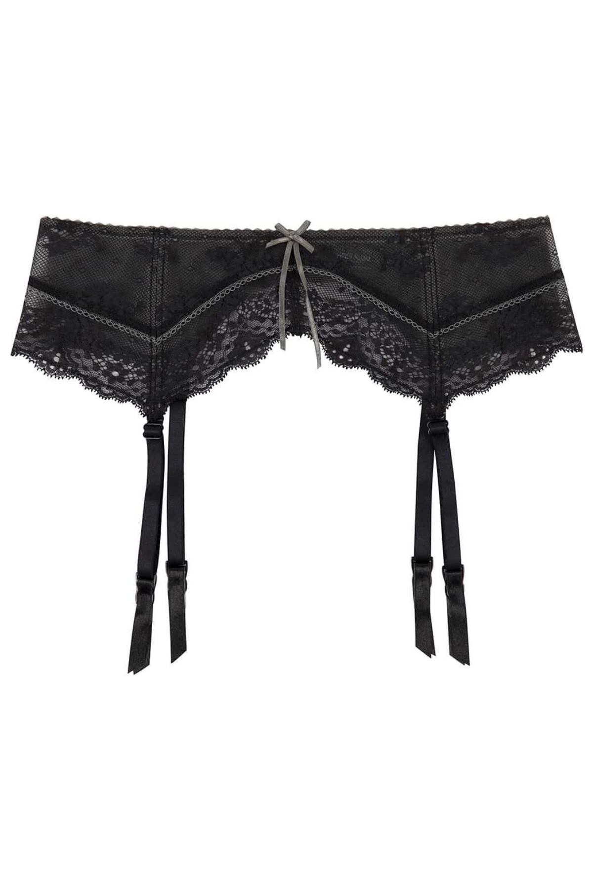 Heidi Klum Intimates Jet/Pewter Sofia Suspender/Garter Belt