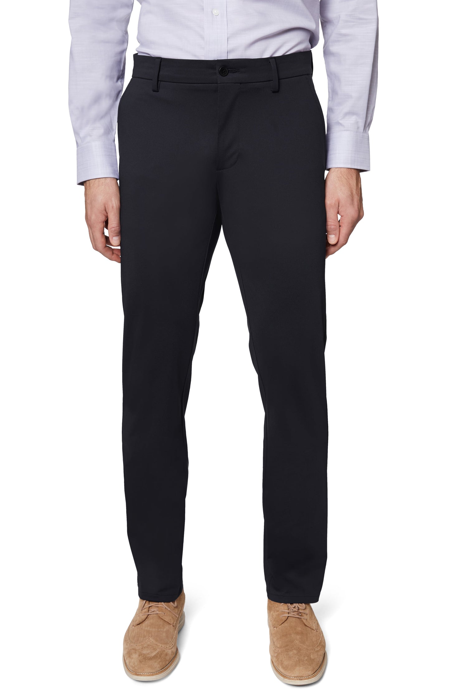 Hickey Freeman Men's Commuter Flat Front Trousers Black