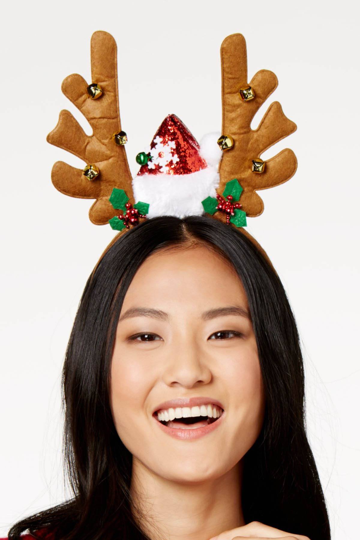 Holiday Arcade Brown Antler and Santa Hat Headband