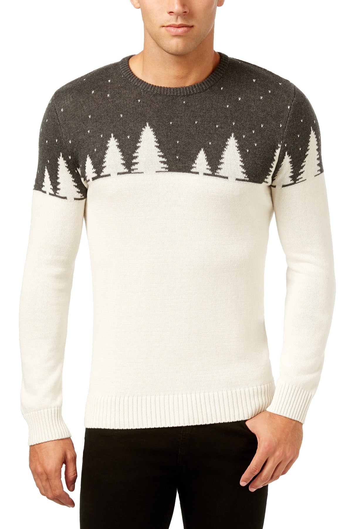 Holiday Arcade Charcoal-Heather Knit Color-Blocked Pullover Sweater