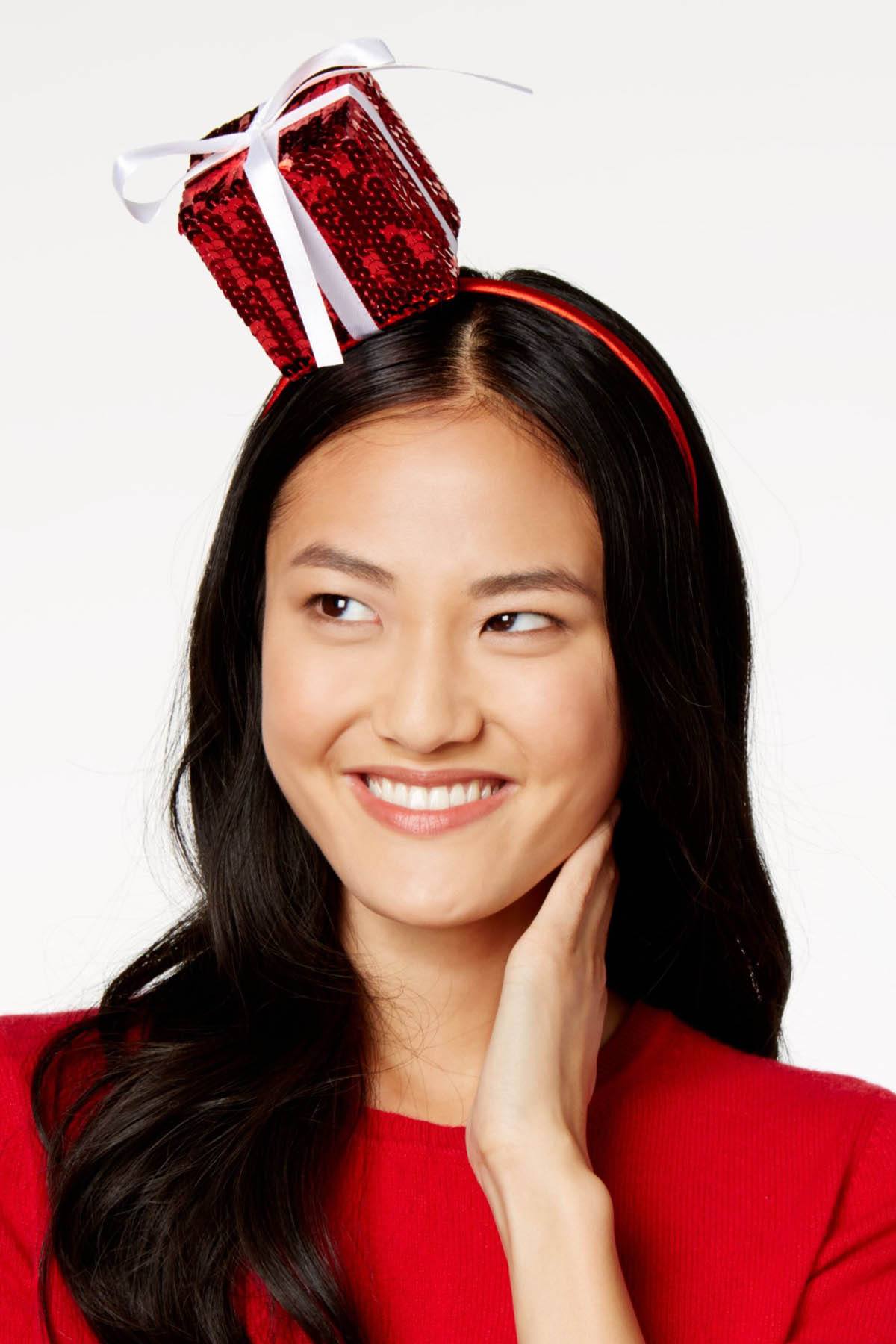 Holiday Arcade Red Sequin Gift Box Headband