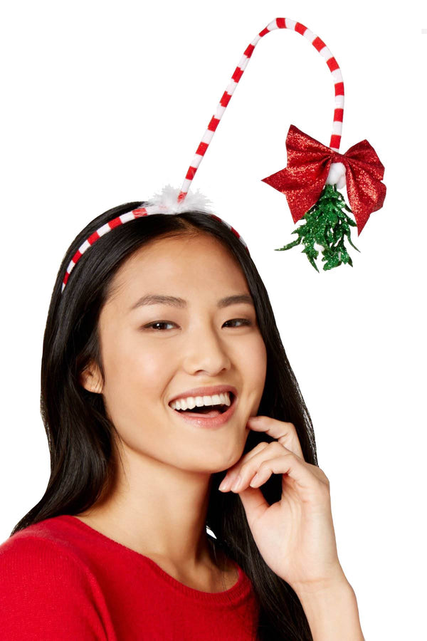 Holiday Arcade Red/White Stripe Mistletoe Headband