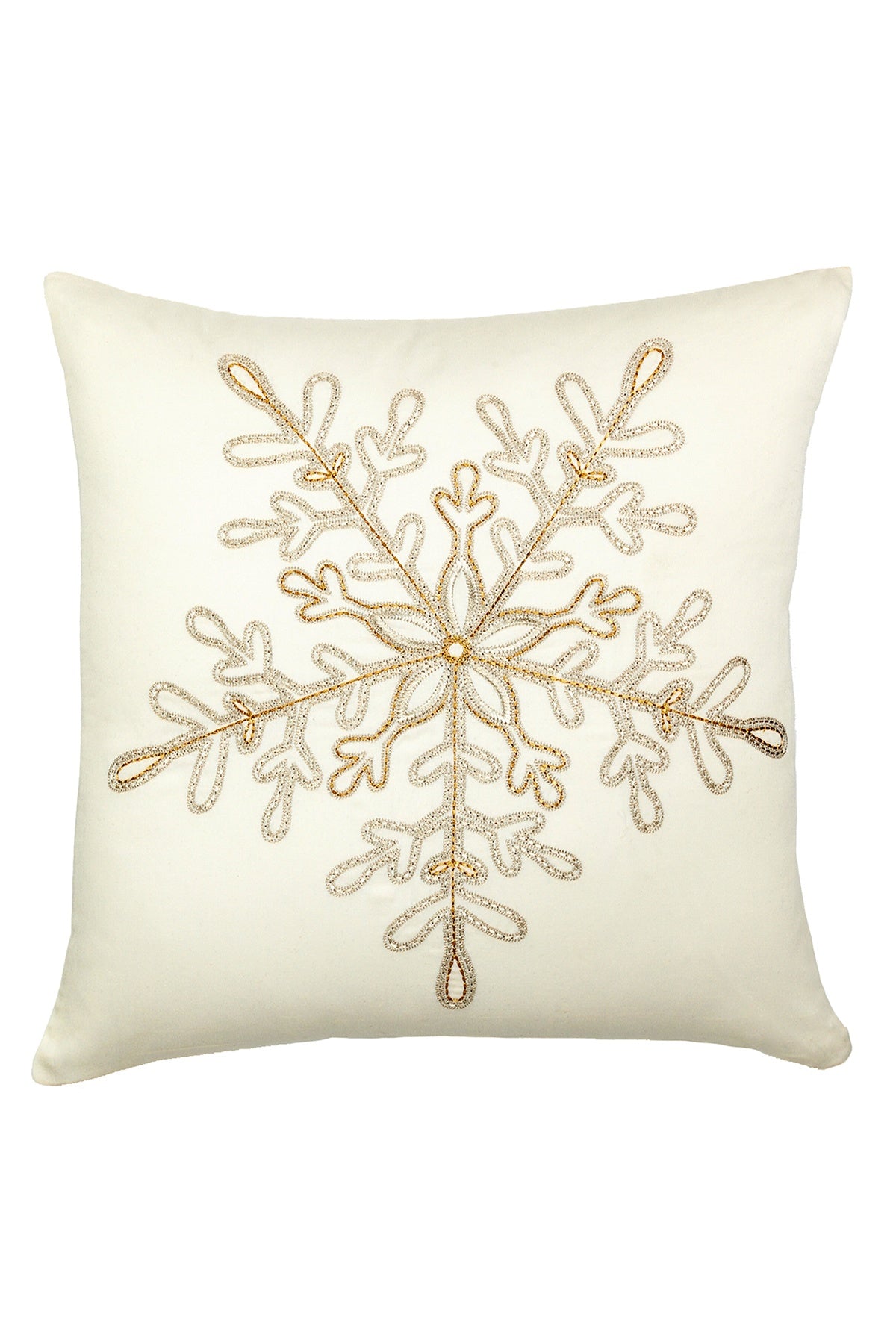Holiday Lane Ivory Threaded Snowflake Decorative Pillow