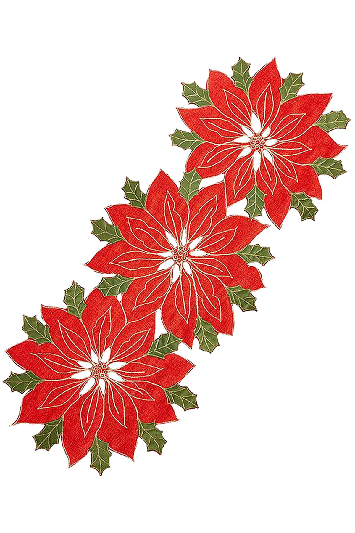 HomeWear Red Holiday Collection Poinsettia-Trio Centerpiece