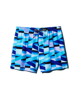 Homoco X Ed Granger Geometric Print Swim Trunks in After Dark thumbnail 1