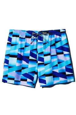 Homoco X Ed Granger Geometric Print Swim Trunks in After Dark thumbnail 2