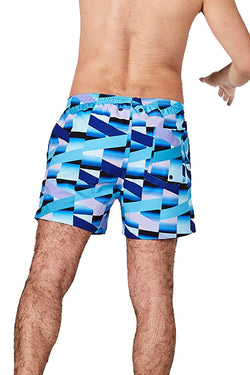 Homoco X Ed Granger Geometric Print Swim Trunks in After Dark thumbnail 4